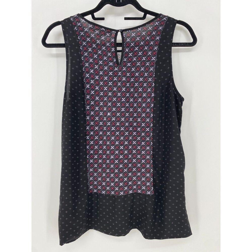 Loft Red White Geometric Floral Print Womens Sleeveless Tank Medium - Picture 3 of 5